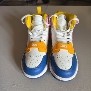 Nike Kids White Blue Yellow Pink Colorblock Sneakers